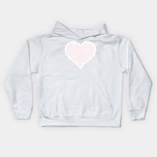 Millennial Pink and White Gingham Heart Kids Hoodie